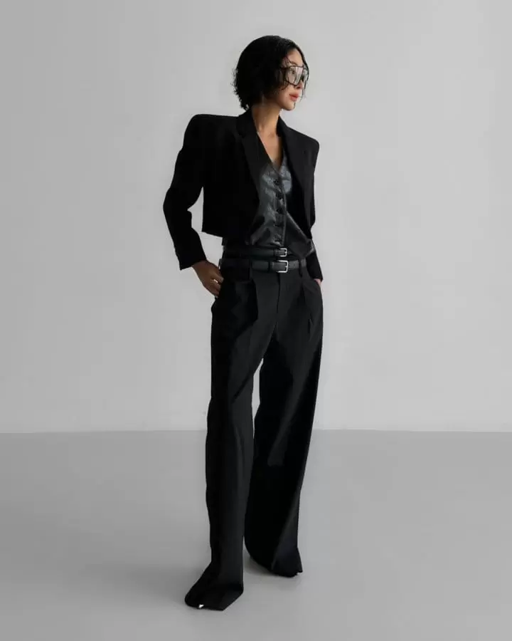 Paper Moon - Korean Women Fashion - #thatsdarling - double waisted pin - tuck wide trousers - 3