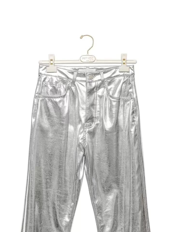 Paper Moon - Korean Women Fashion - #thatsdarling - Patent Vegan L Coated Straight Pants  - 5