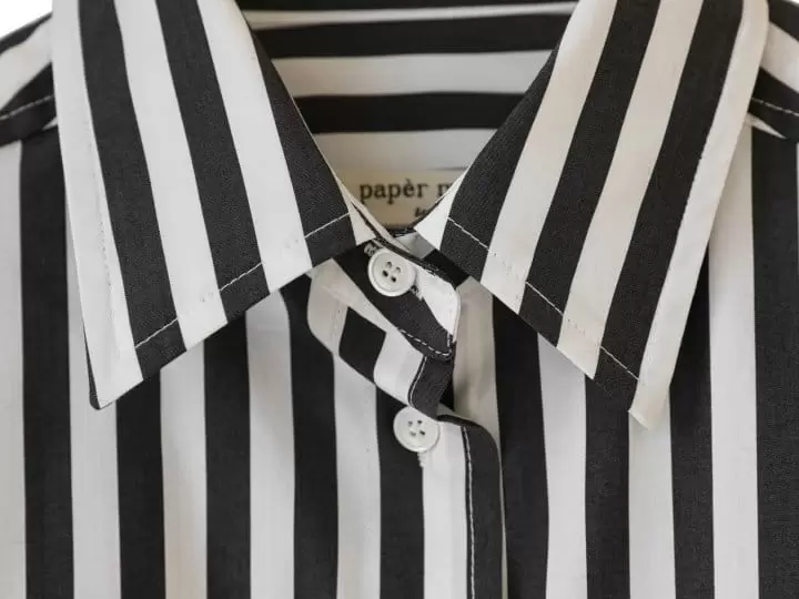 Paper Moon - Korean Women Fashion - #vintageinspired -   Striped Pattern Oversized Button Down Shirt  - 5