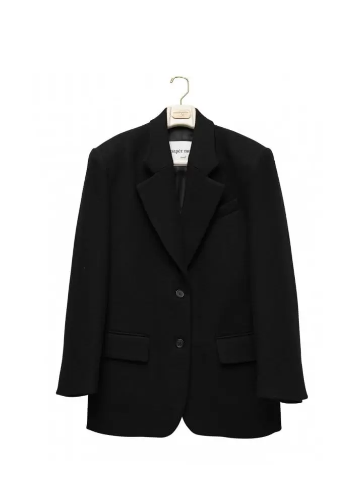 Paper Moon - Korean Women Fashion - #vintagekidsstyle -   LUX herringbone wool oversized blazer  - 2
