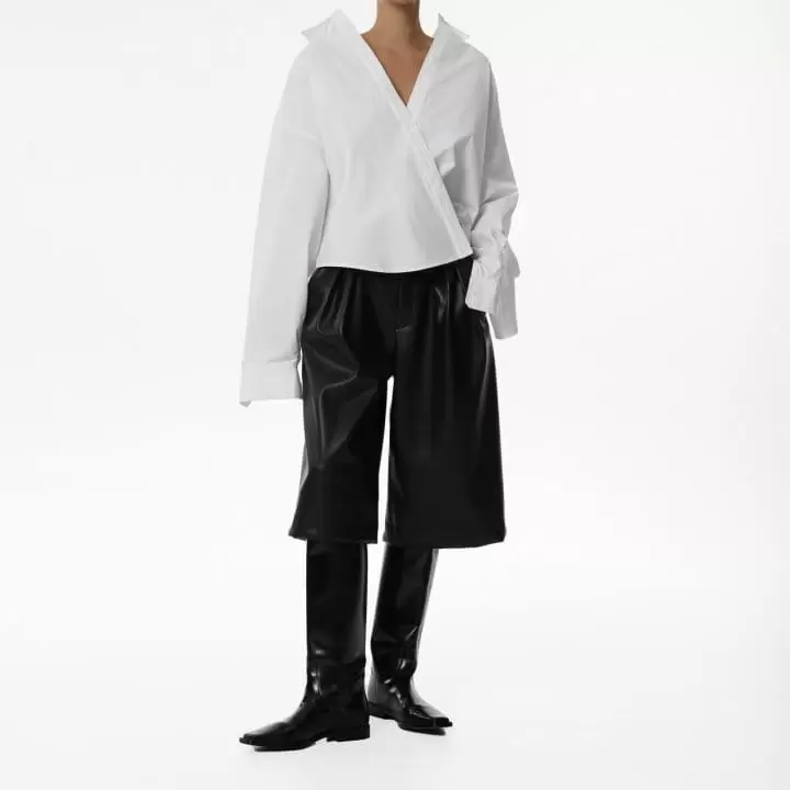 Paper Moon - Korean Women Fashion - #vintagekidsstyle - Swing Collar C Button Down Shirt 