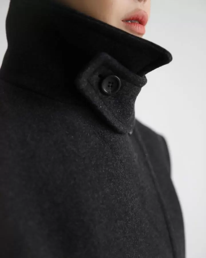 Paper Moon - Korean Women Fashion - #vintagekidsstyle -   Classic Heavy W Cropped Pea Coat  - 3
