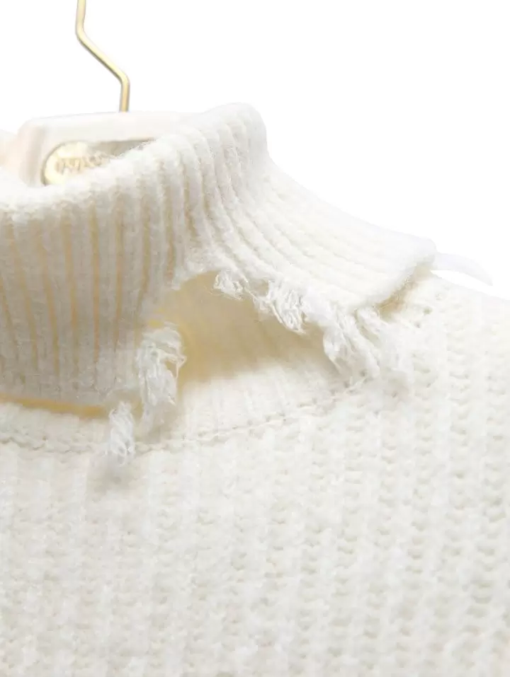 Paper Moon - Korean Women Fashion - #womensfashion - alpaca blend wool chunky oversized distressed turltleneck knit - 8