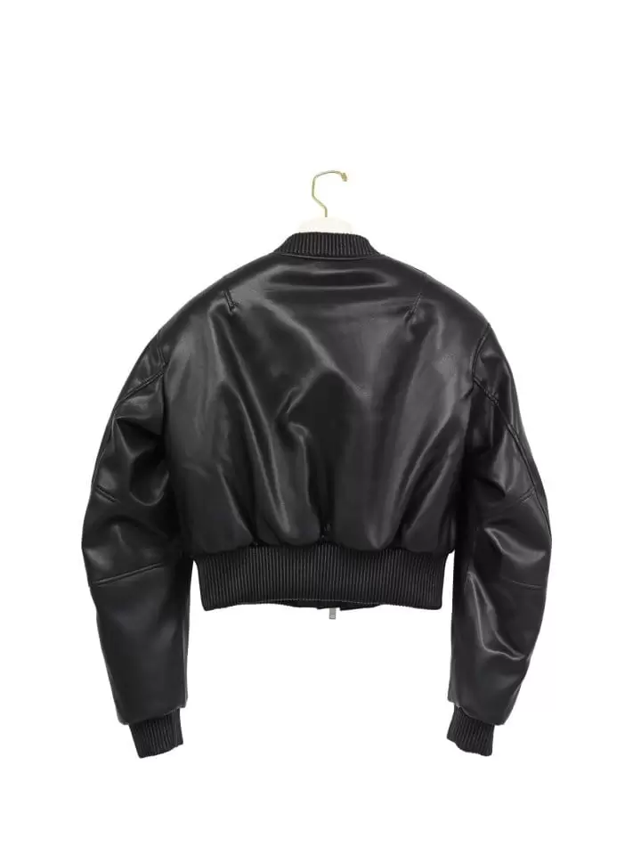 Paper Moon - Korean Women Fashion - #womensfashion - vegan leather cropped bomber jacket - 8