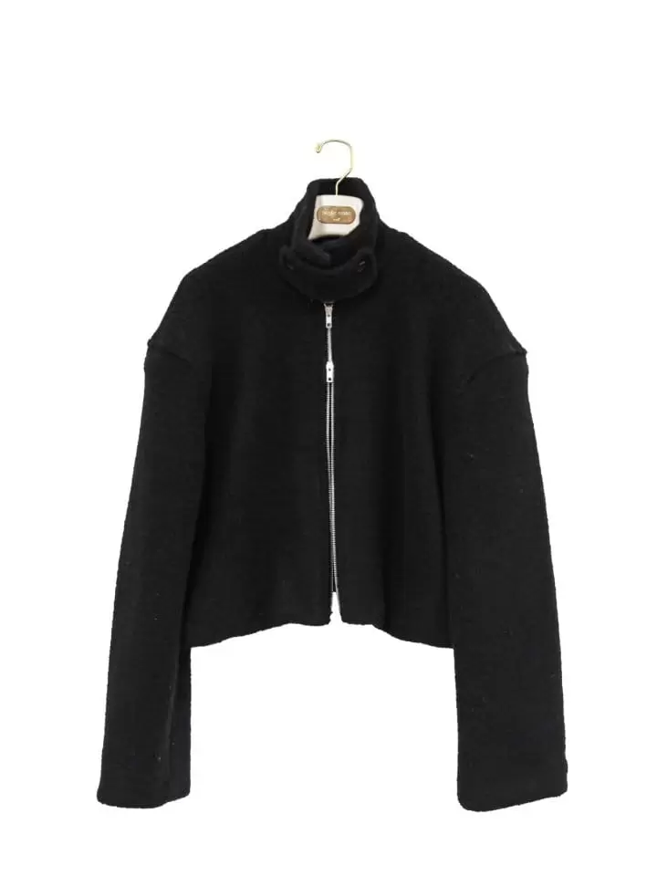 Paper Moon - Korean Women Fashion - #womensfashion - Bouclé alpaca blend wool cropped two way zipped jacket - 7