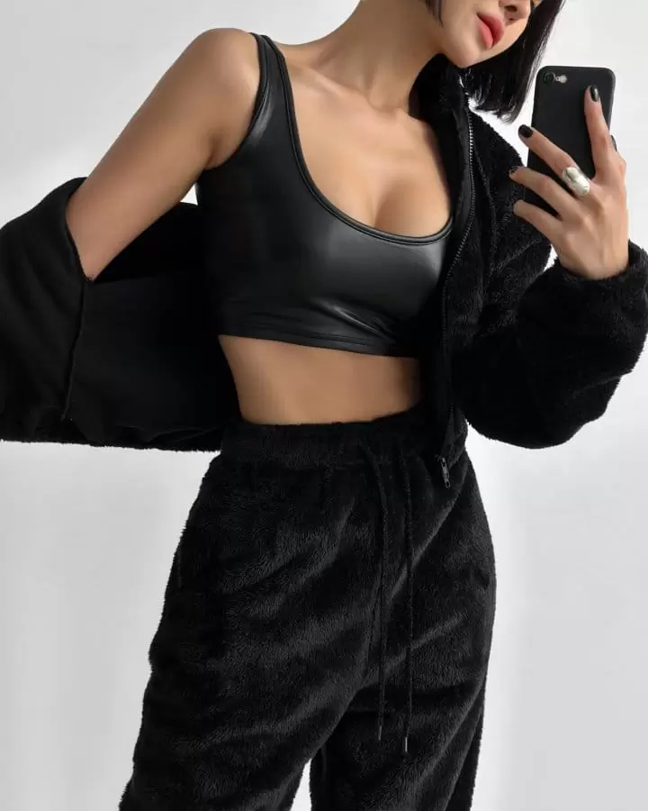 Paper Moon - Korean Women Fashion - #womensfashion - teddy fleeced jogger trousers - 7