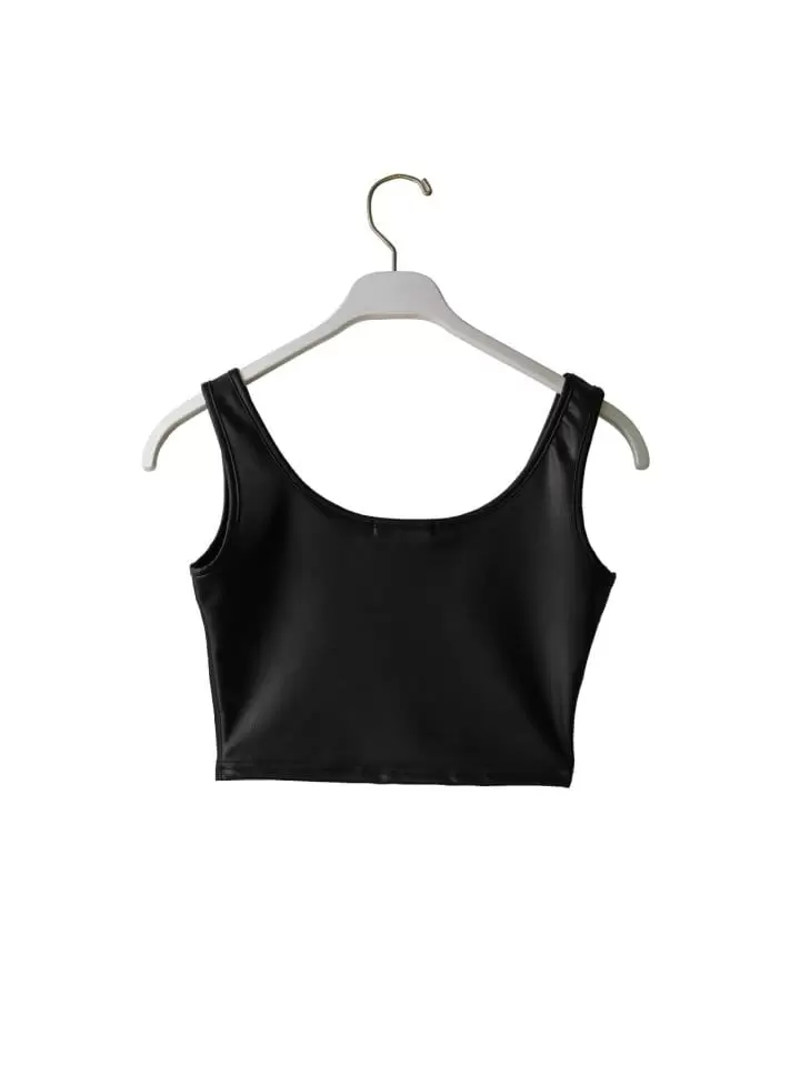 Paper Moon - Korean Women Fashion - #momslook - vegan leather cropped sleeveless tank top - 4