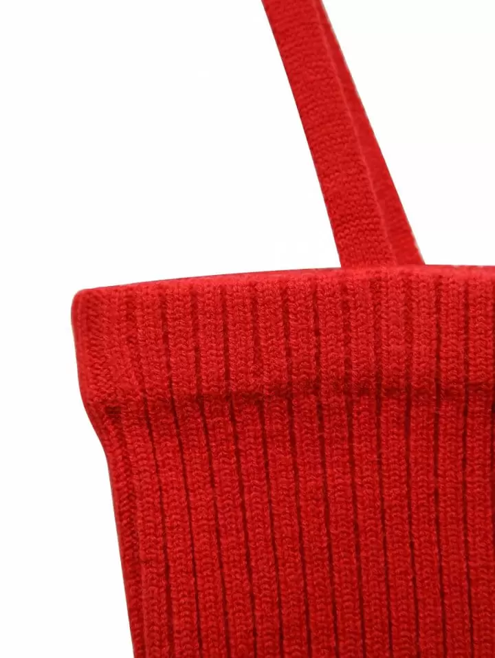 Paper Moon - Korean Women Fashion - #womensfashion - cropped ribbed strap shoulder knit top - 8