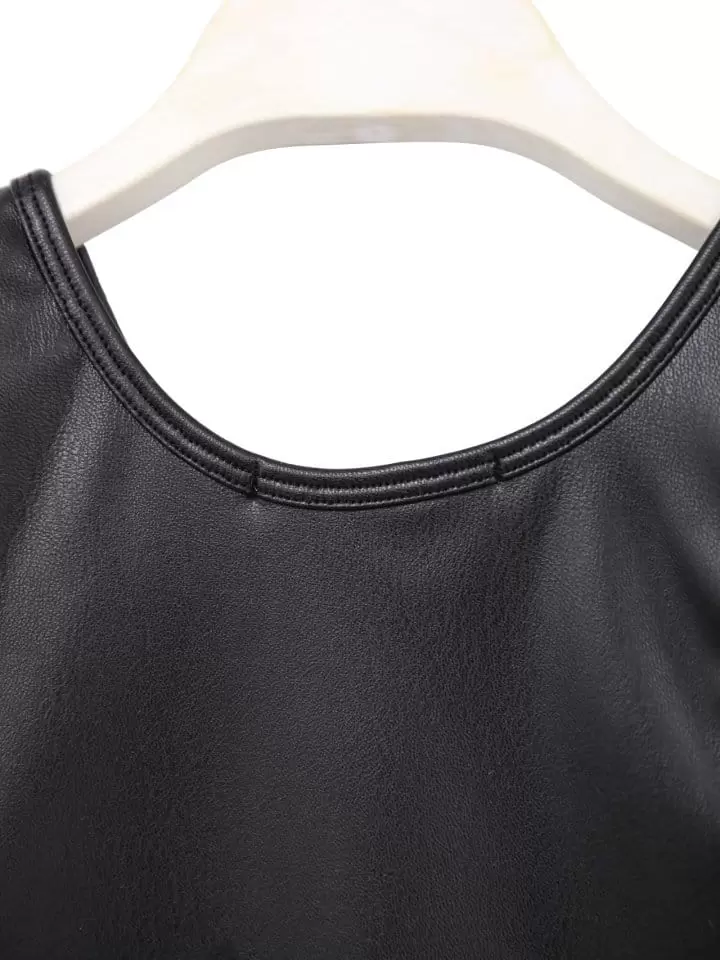 Paper Moon - Korean Women Fashion - #womensfashion - vegan leather cropped tank sleeveless top - 9