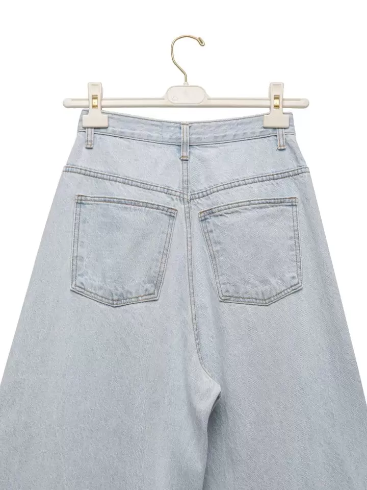 Paper Moon - Korean Women Fashion - #womensfashion - iced blue wide leg flared denim jeans - 11