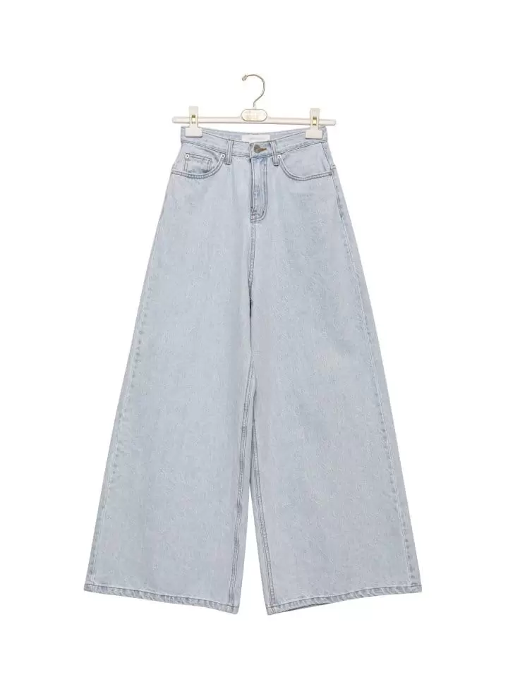 Paper Moon - Korean Women Fashion - #womensfashion - iced blue wide leg flared denim jeans - 3