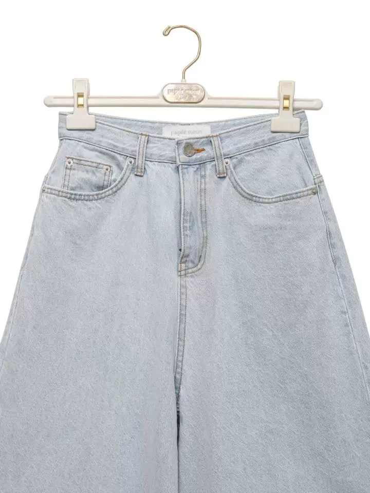 Paper Moon - Korean Women Fashion - #womensfashion - iced blue wide leg flared denim jeans - 5