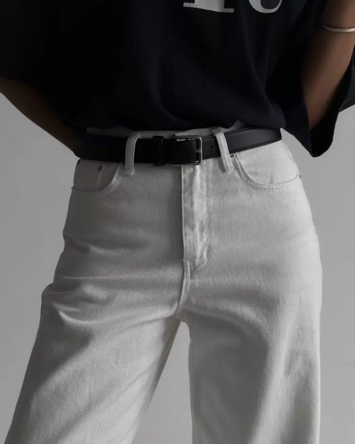 Paper Moon - Korean Women Fashion - #womensfashion - high rise wide leg white denim pants - 2