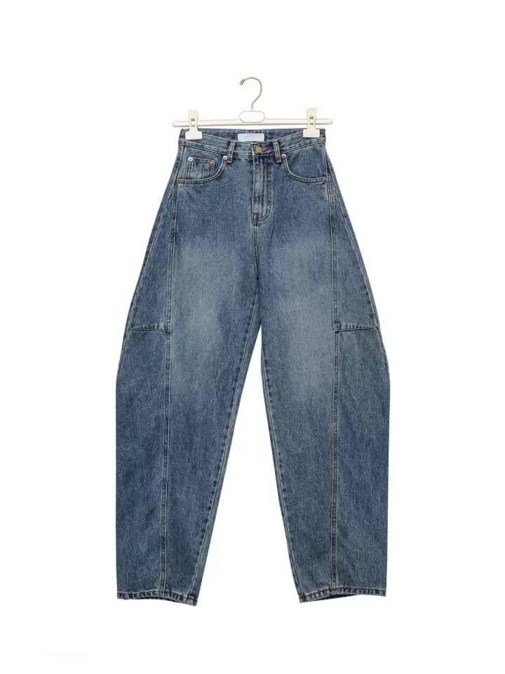 Paper Moon - Korean Women Fashion - #womensfashion - side stitch detail voulme blue denim jeans - 6
