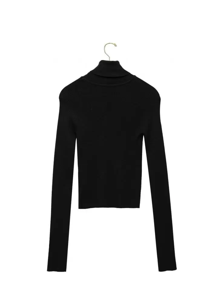 Paper Moon - Korean Women Fashion - #womensfashion - Turtleneck Ribbed Knit Top - 3