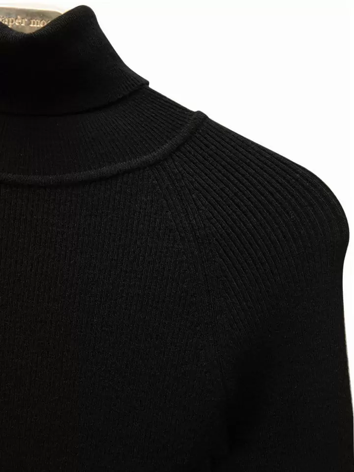 Paper Moon - Korean Women Fashion - #womensfashion - Turtleneck Ribbed Knit Top - 5
