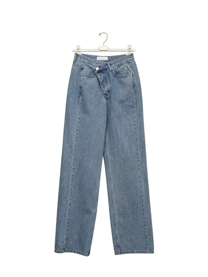 Paper Moon - Korean Women Fashion - #womensfashion - Wrap Button Fly Straight Denim Jeans  - 5