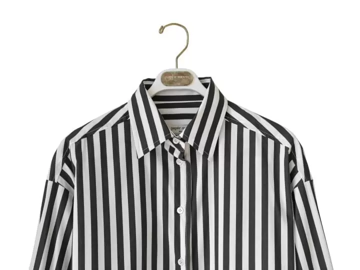 Paper Moon - Korean Women Fashion - #momslook -   Striped Pattern Oversized Button Down Shirt  - 4