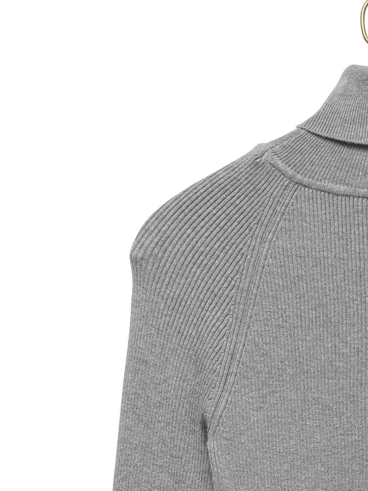 Paper Moon - Korean Women Fashion - #womensfashion - Turtleneck Ribbed Knit Top - 9