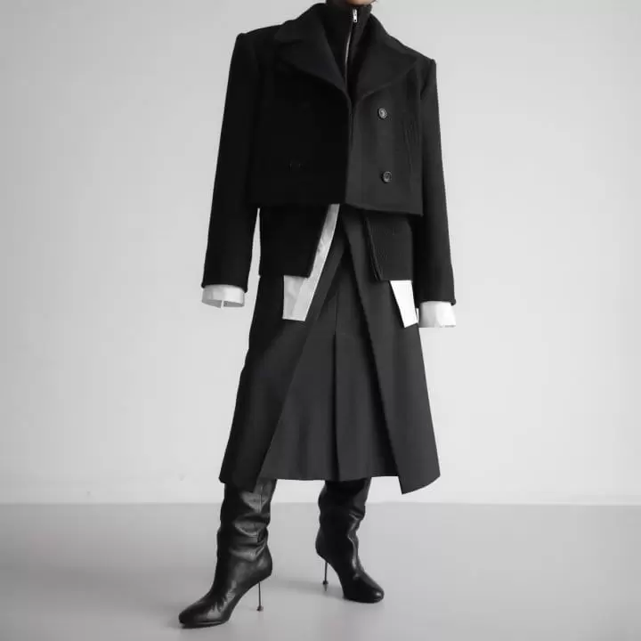 Paper Moon - Korean Women Fashion - #womensfashion -   Classic Heavy W Cropped Pea Coat 