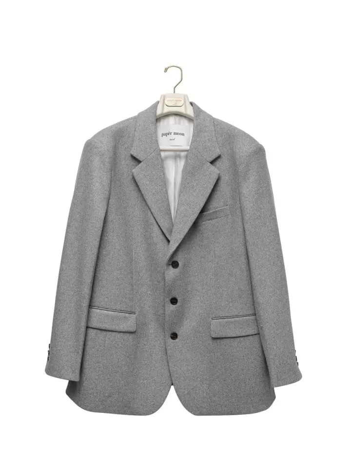 Paper Moon - Korean Women Fashion - #womensfashion - Oversized W Flannel Three Button Blazer  - 3