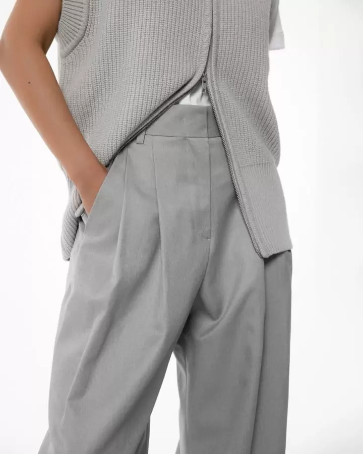 Paper Moon - Korean Women Fashion - #womensfashion - Soft Touch Pin Tuck Wide Trousers  - 2