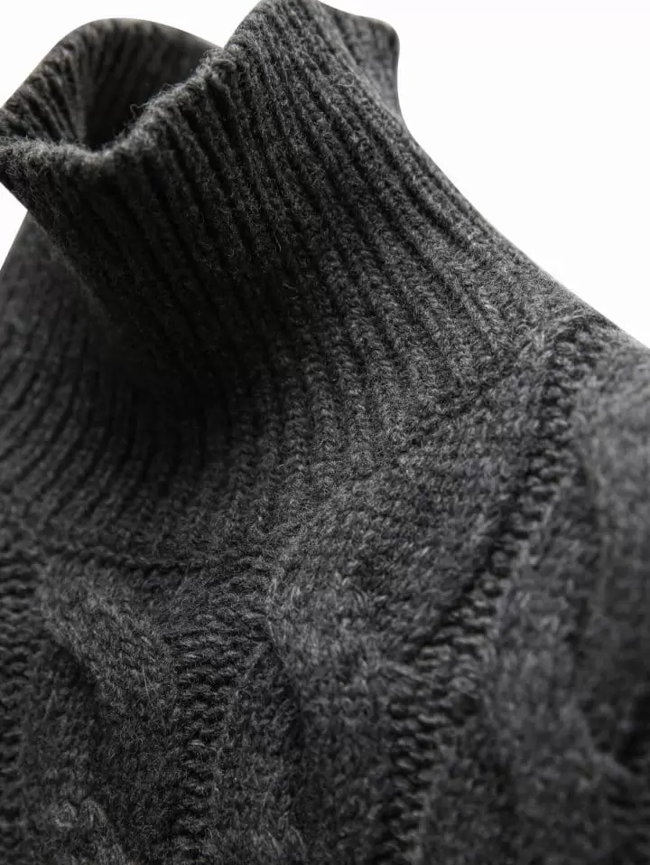 Paper Moon - Korean Women Fashion - #womensfashion - Twisted Chunky Detail Turtleneck Knit Cape Top - 7