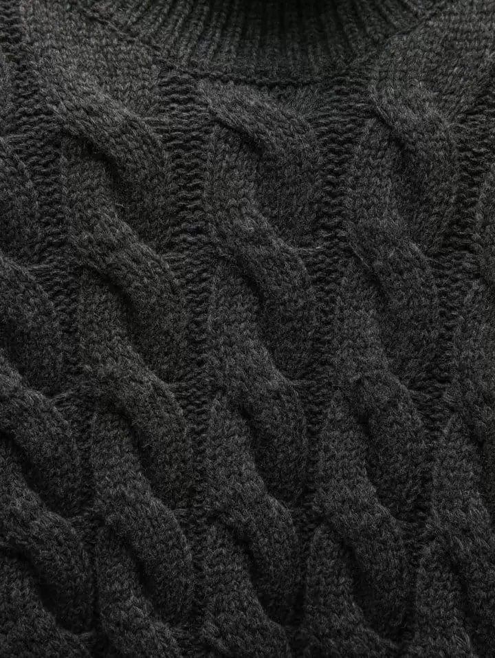 Paper Moon - Korean Women Fashion - #womensfashion - Twisted Chunky Detail Turtleneck Knit Cape Top - 9