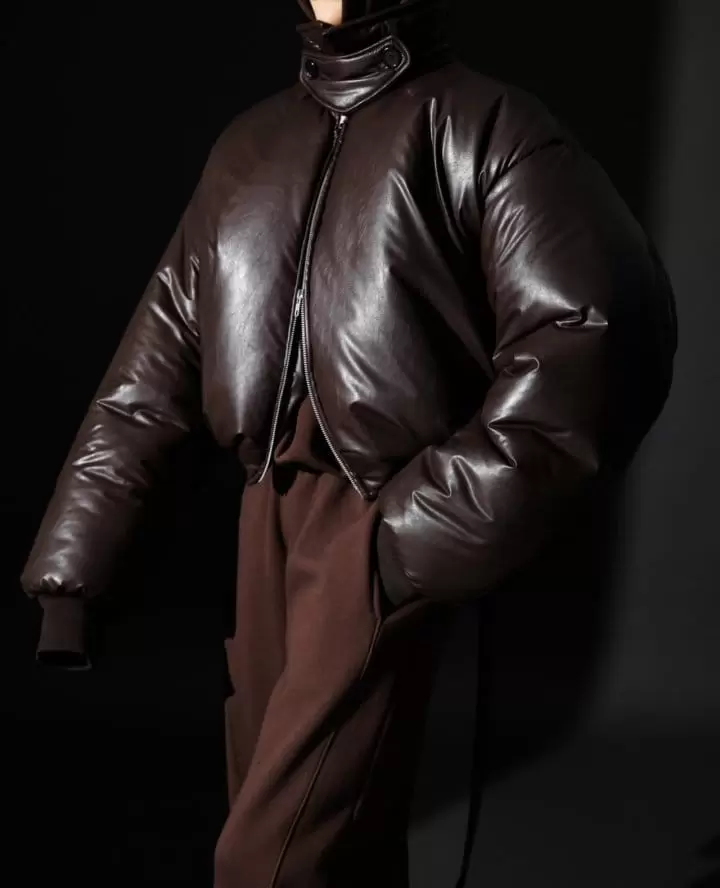 Paper Moon - Korean Women Fashion - #womensfashion - Thin Vegan L Cropped Padded Bomber - 2