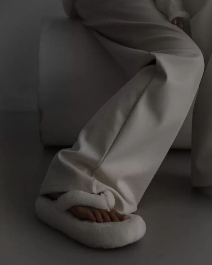 Paper Moon - Korean Women Fashion - #womensfashion -  Herringbone Fabric Banded Wide Trousers  - 3