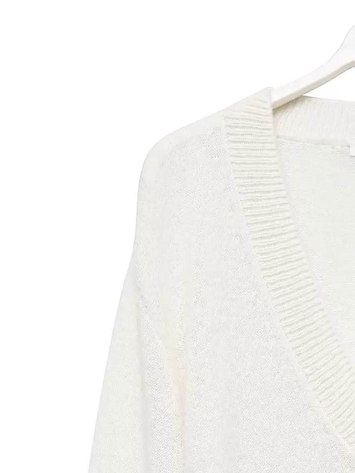 Paper Moon - Korean Women Fashion - #womensfashion -  Alpaca W Deep V  Neck Knit Top  - 8