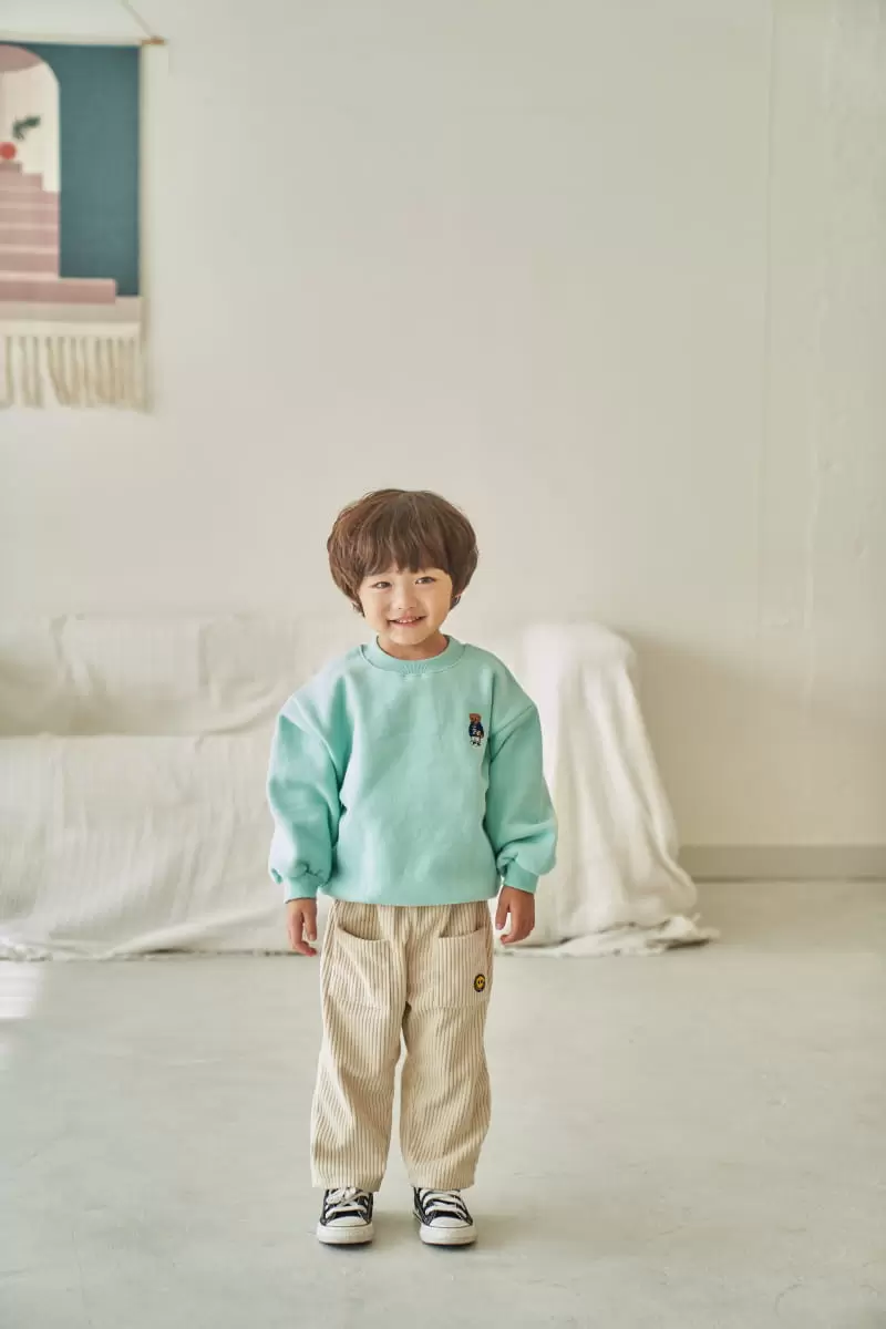 Pepper Mint - Korean Children Fashion - #childofig - Fleece Bear Embroider Sweatshirt - 7