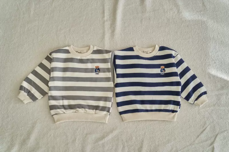 Pepper Mint - Korean Children Fashion - #discoveringself - ST P Bear Embroider Sweatshirt - 4