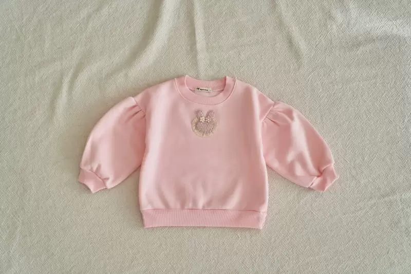 Pepper Mint - Korean Children Fashion - #kidsstore - Twinkle Bunny Shirring Sweatshirt - 2