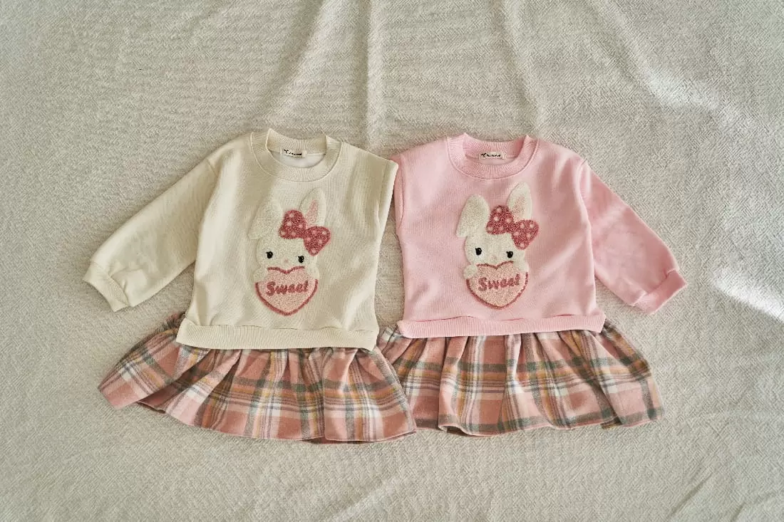 Pepper Mint - Korean Children Fashion - #minifashionista - Check Bunny Long Tee - 2