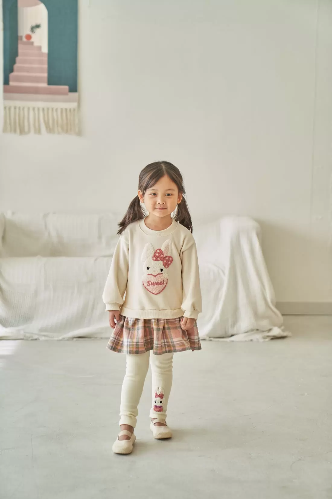 Pepper Mint - Korean Children Fashion - #prettylittlegirls - Check Bunny Long Tee - 3
