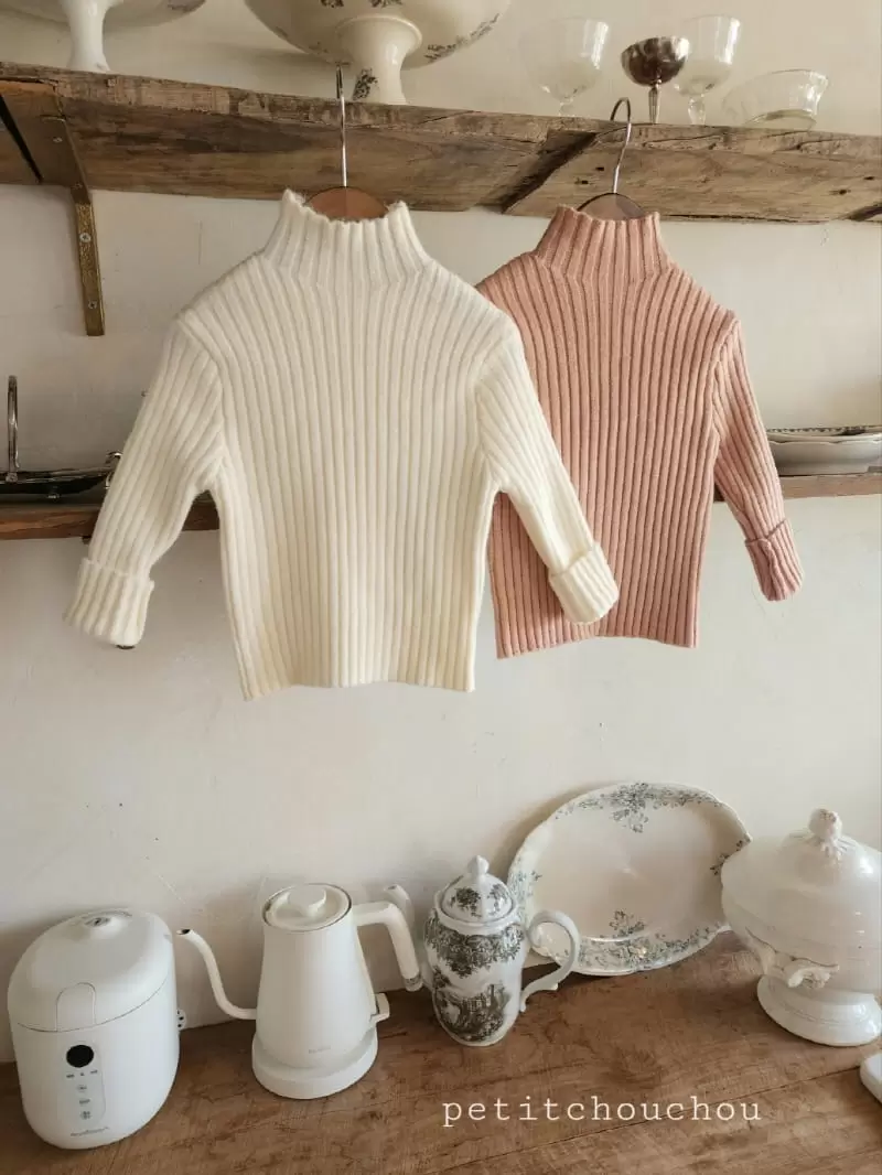Petit chouchou - Korean Children Fashion - #littlefashionista - Rib Half Turtleneck Knit
