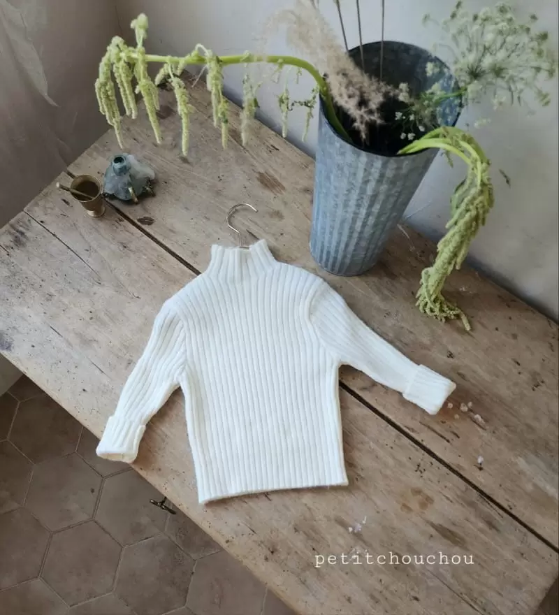 Petit chouchou - Korean Children Fashion - #magicofchildhood - Rib Half Turtleneck Knit - 2