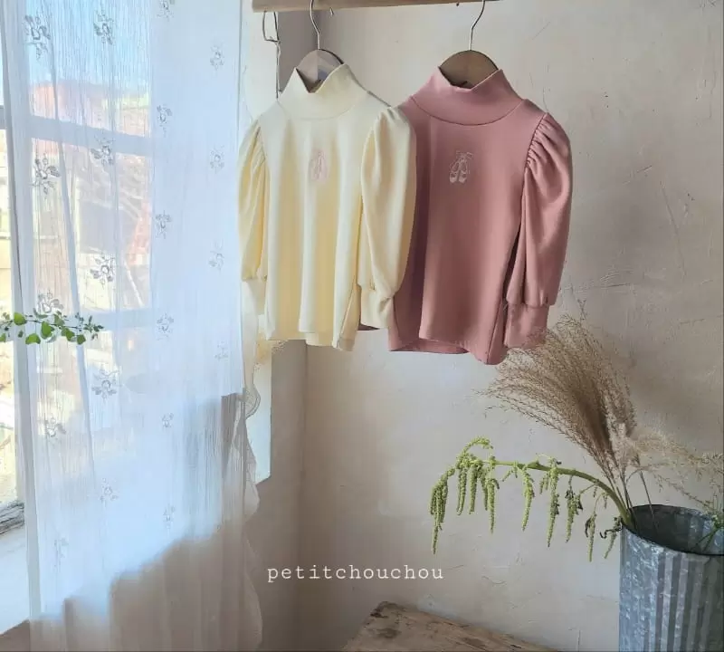 Petit chouchou - Korean Children Fashion - #stylishchildhood - Inside Fleece Ballet Embroider Turtleneck Tee - 6