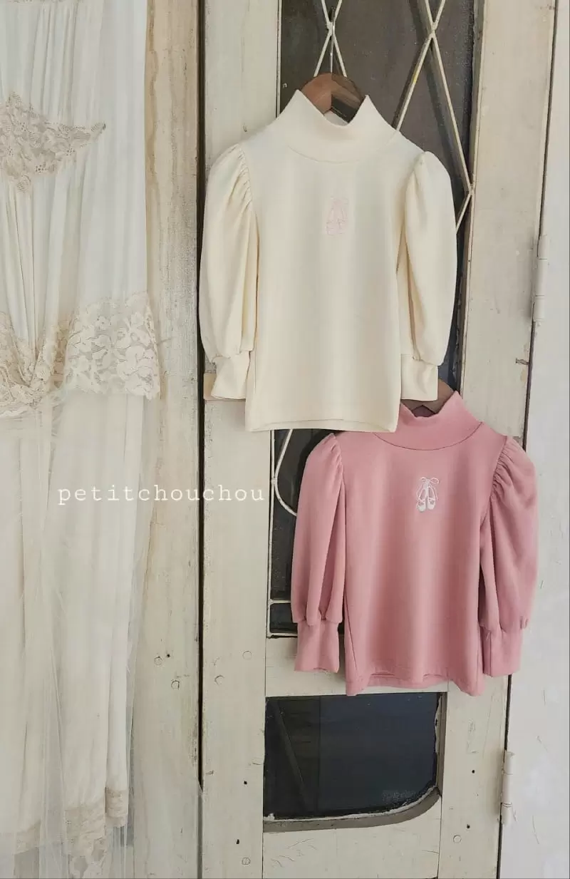 Petit chouchou - Korean Children Fashion - #prettylittlegirls - Inside Fleece Ballet Embroider Turtleneck Tee - 4