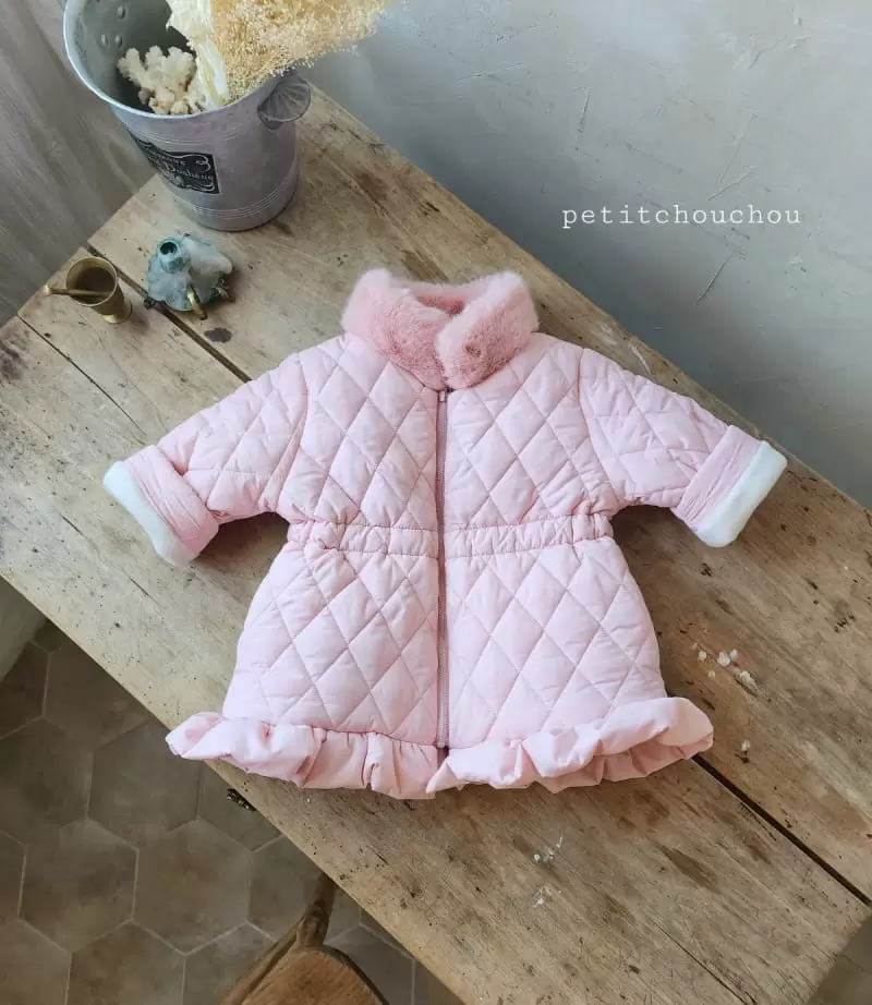 Petit chouchou - Korean Children Fashion - #todddlerfashion - Mink Neck Quilting Jumper - 4