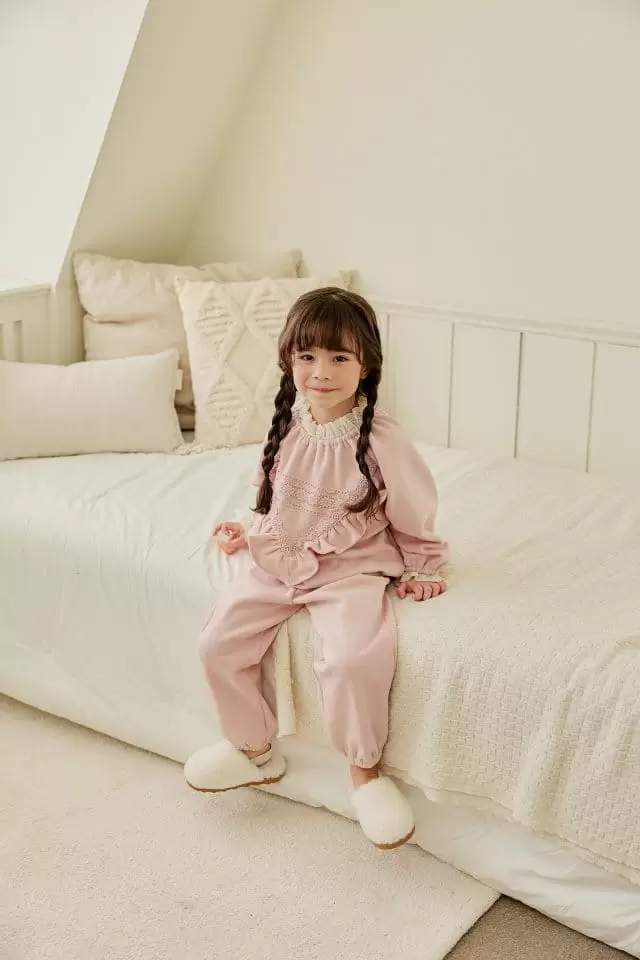 Pink Berry - Korean Children Fashion - #littlefashionista - Lace Top Bottom Set