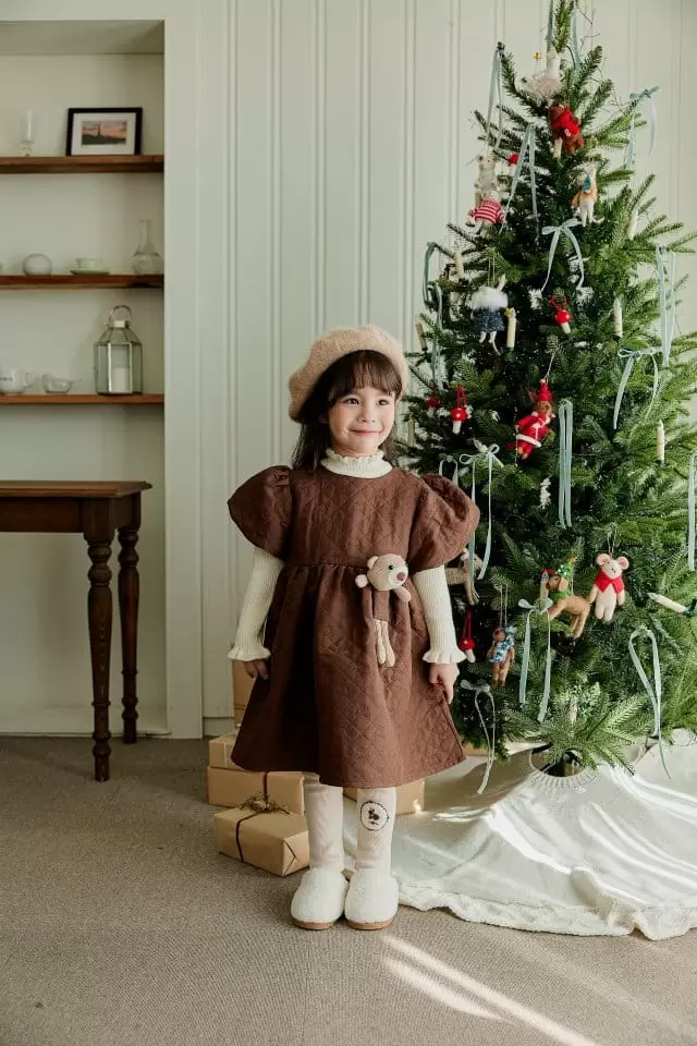 Pink Berry - Korean Children Fashion - #minifashionista - Bear Quilting One-Piece - 2