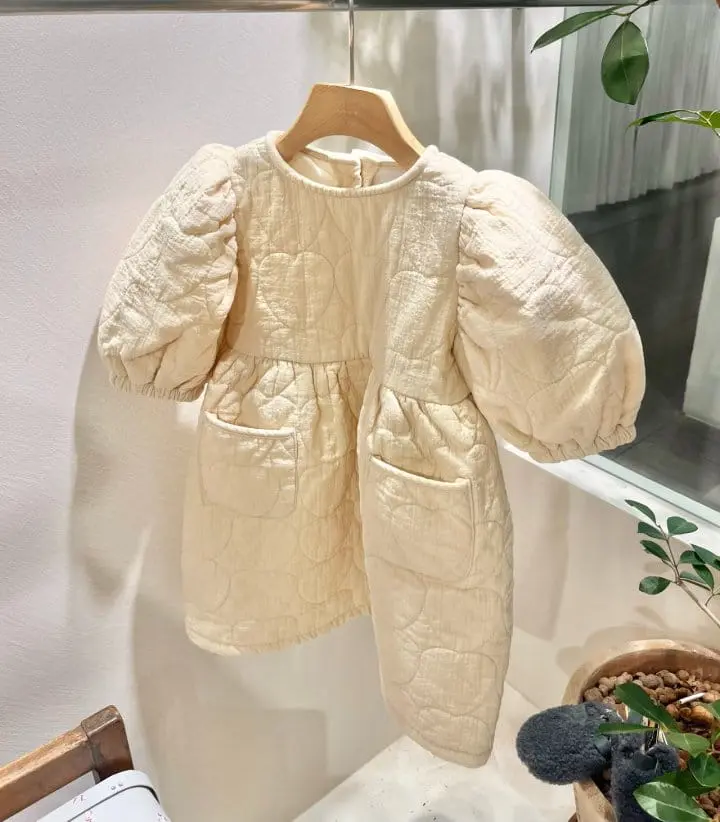 Studio M - Korean Children Fashion - #magicofchildhood - Milky Heart Embroider One-Piece - 11