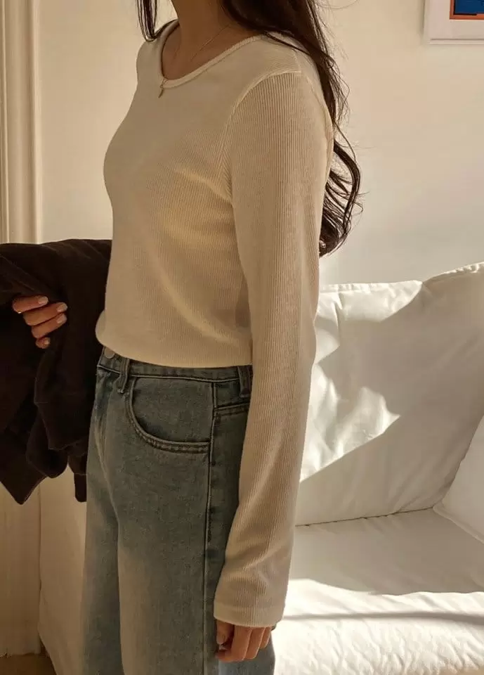 Tahiti - Korean Women Fashion - #womensfashion - Rose Rib Fleece Tee - 5