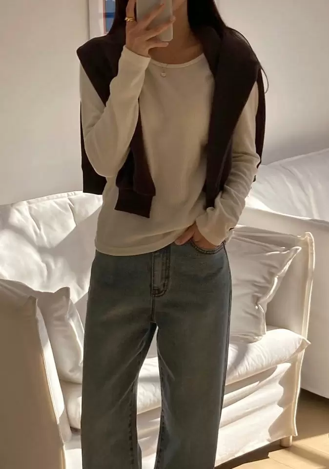 Tahiti - Korean Women Fashion - #womensfashion - Rose Rib Fleece Tee - 7